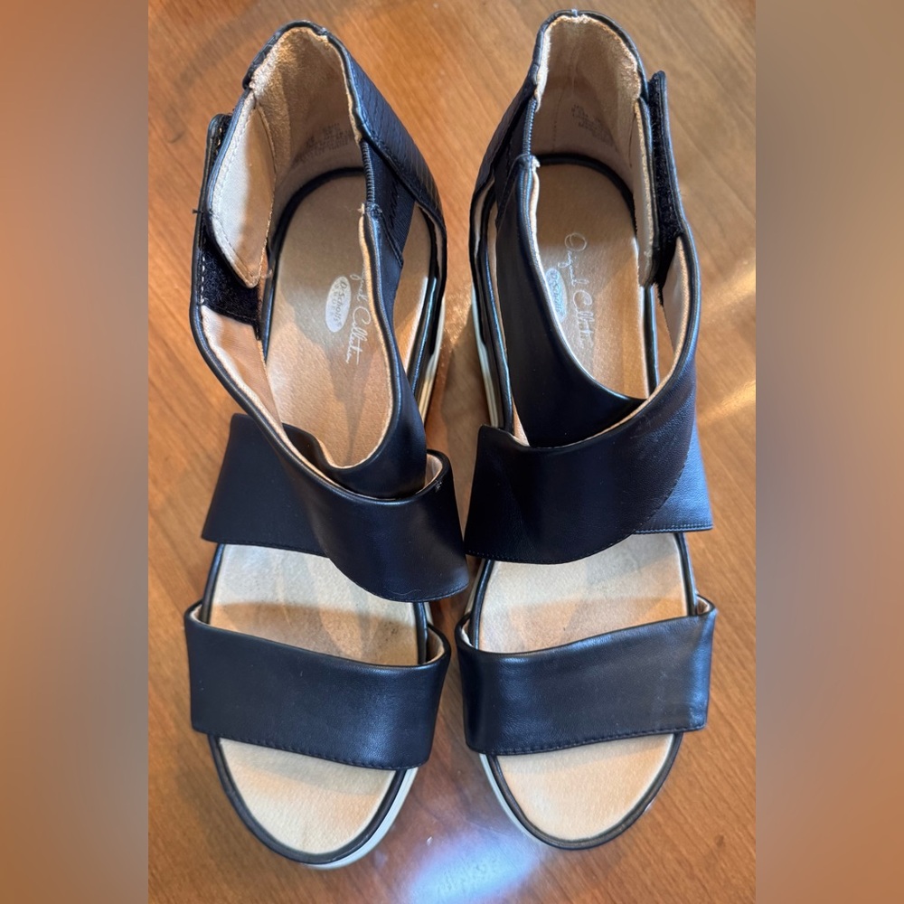 Dr. Scholl’s Original Collection Scout Black Wedge Leather Sandal- Size 8.5 - Picture 2 of 8